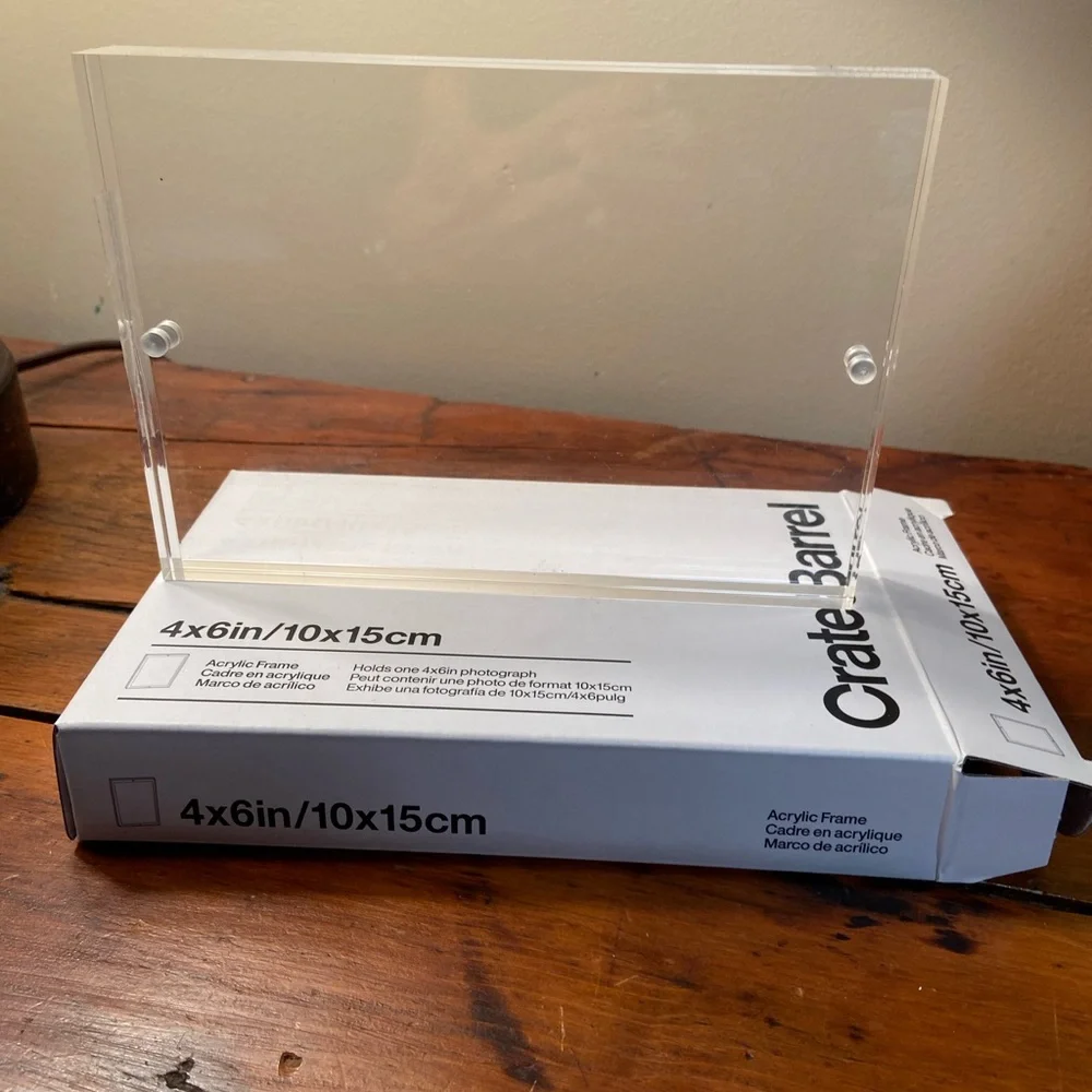 Crate & Barrel Acrylic Frame 4X6” New With Box Home Decor